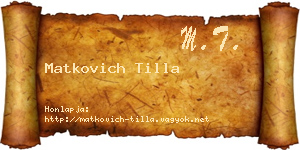 Matkovich Tilla névjegykártya